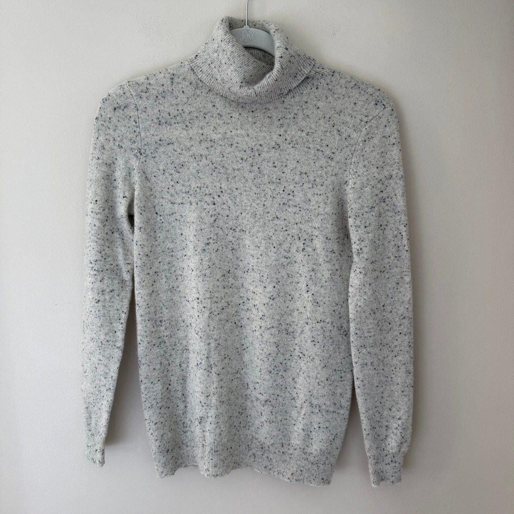 C by Bloomingdale's Cashmere Turtleneck Sweater Grey Speckled Knit Small RN 1279